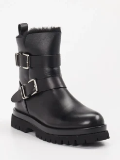 Andrea Puccini – Biker-Stiefelette aus Lammleder Schwarz