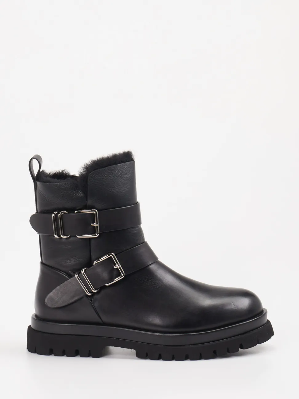Andrea Puccini – Biker-Stiefelette aus Lammleder Schwarz