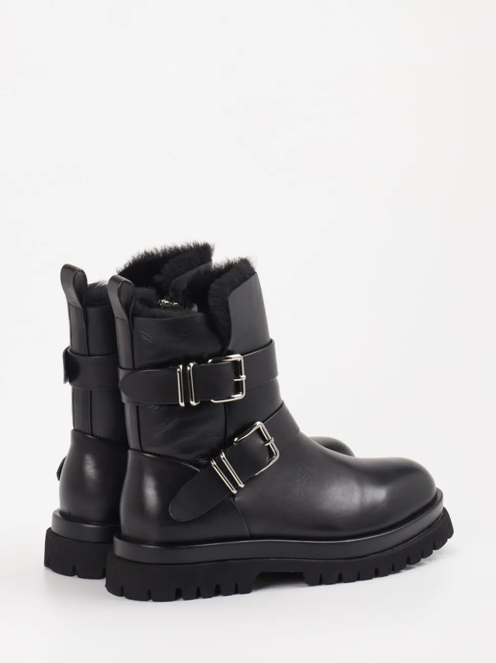 Andrea Puccini – Biker-Stiefelette aus Lammleder Schwarz