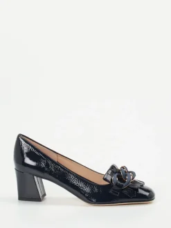 Andrea Puccini – Blockabsatz-Pumps aus Lackleder Dunkelblau