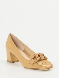 Andrea Puccini – Blockabsatz-Pumps aus Lackleder Honiggelb