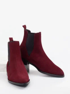 Andrea Puccini – Chelsea Boots aus Veloursleder Bordeaux