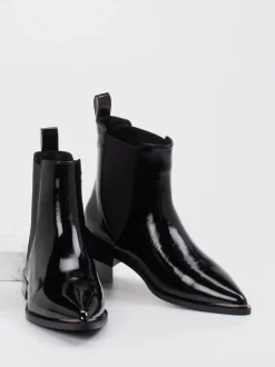 Andrea Puccini – Chelsea Boots aus Lackleder Schwarz