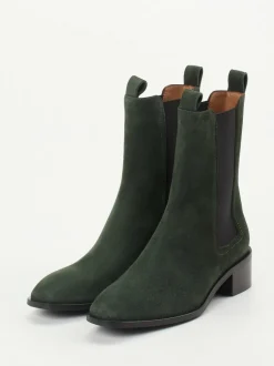 Andrea Puccini – Chelsea Boots aus Veloursleder grün