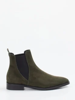 Andrea Puccini – Chelsea Boots aus Veloursleder olivgrün