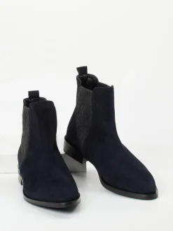 Andrea Puccini – Chelsea Boots aus Veloursleder dunkelblau
