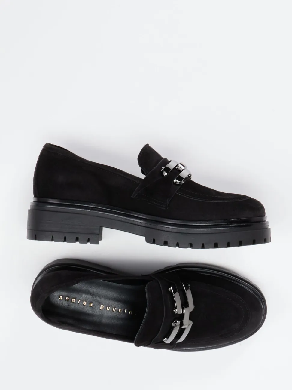 Andrea Puccini – Chunky Loafer aus Veloursleder Schwarz