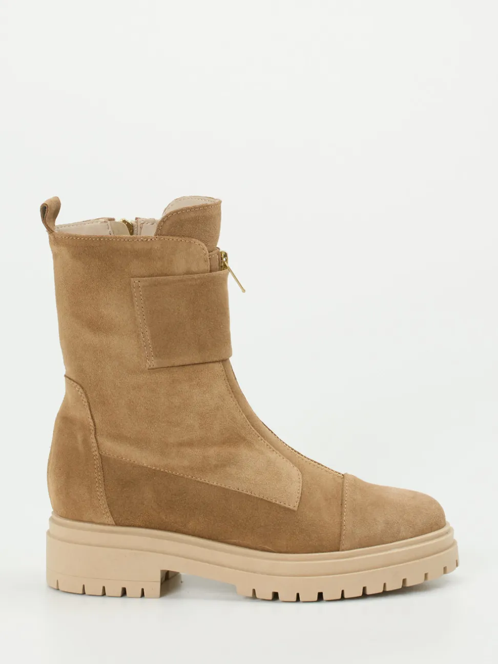 Andrea Puccini – Combat-Stiefeletten aus Veloursleder braun