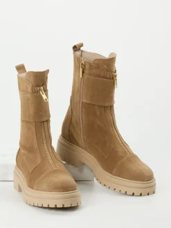 Andrea Puccini – Combat-Stiefeletten aus Veloursleder braun