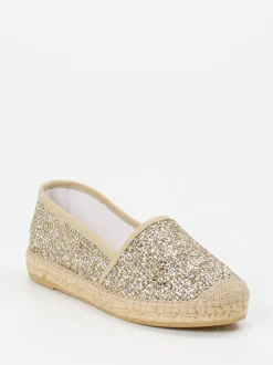 Andrea Puccini – Espadrilles aus Metallic-Textil gold