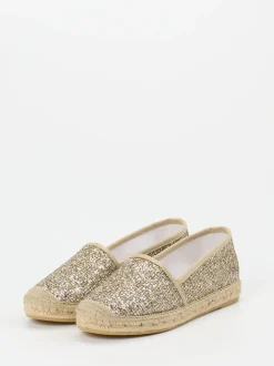 Andrea Puccini – Espadrilles aus Metallic-Textil gold