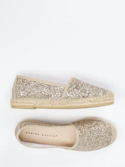 Andrea Puccini – Espadrilles aus Metallic-Textil gold