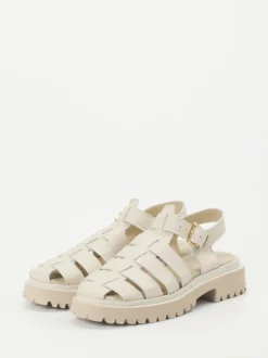 Andrea Puccini – Fischersandalen aus Lammleder Cremeweiß