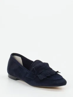 Andrea Puccini – Fransen-Loafer aus Veloursleder Blau