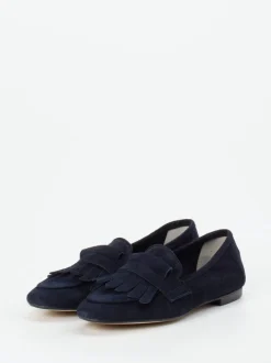 Andrea Puccini – Fransen-Loafer aus Veloursleder Blau