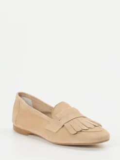 Andrea Puccini – Fransen-Loafer aus Veloursleder beige