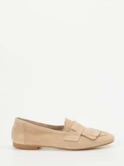 Andrea Puccini – Fransen-Loafer aus Veloursleder beige