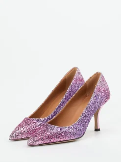 Andrea Puccini – Glitzerpumps aus Metallicleder fliederrosa