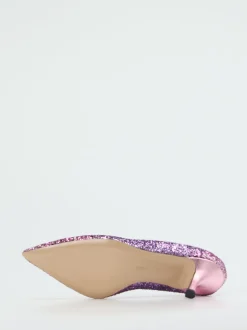 Andrea Puccini – Glitzerpumps aus Metallicleder fliederrosa
