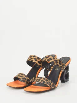 Andrea Puccini – High Heel Mules aus Leder im Leoprint