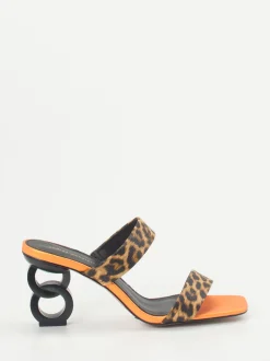 Andrea Puccini – High Heel Mules aus Leder im Leoprint