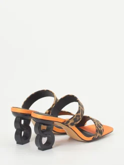 Andrea Puccini – High Heel Mules aus Leder im Leoprint