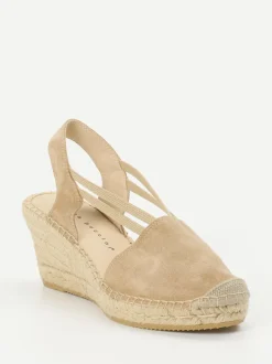 Andrea Puccini – Keilsandalette aus Veloursleder Beige