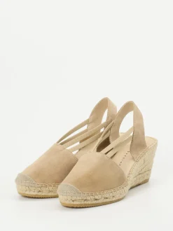 Andrea Puccini – Keilsandalette aus Veloursleder Beige