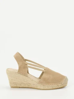 Andrea Puccini – Keilsandalette aus Veloursleder Beige