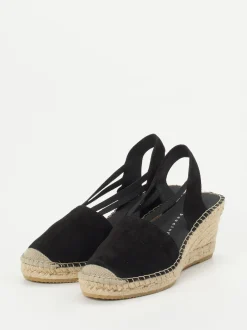 Andrea Puccini – Keilsandalette aus Veloursleder Schwarz