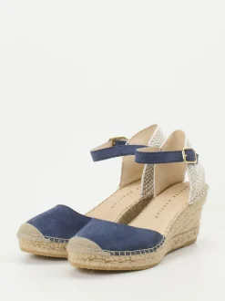 Andrea Puccini – Keilsandaletten aus Veloursleder Marineblau