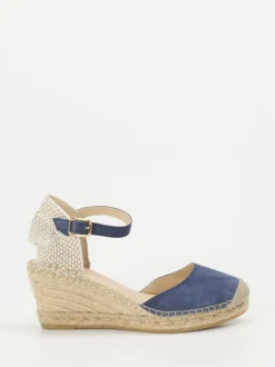 Andrea Puccini – Keilsandaletten aus Veloursleder Marineblau