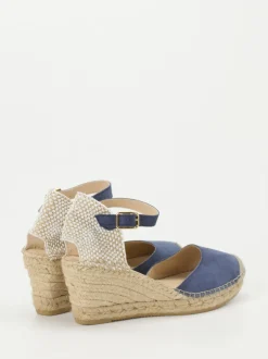 Andrea Puccini – Keilsandaletten aus Veloursleder Marineblau