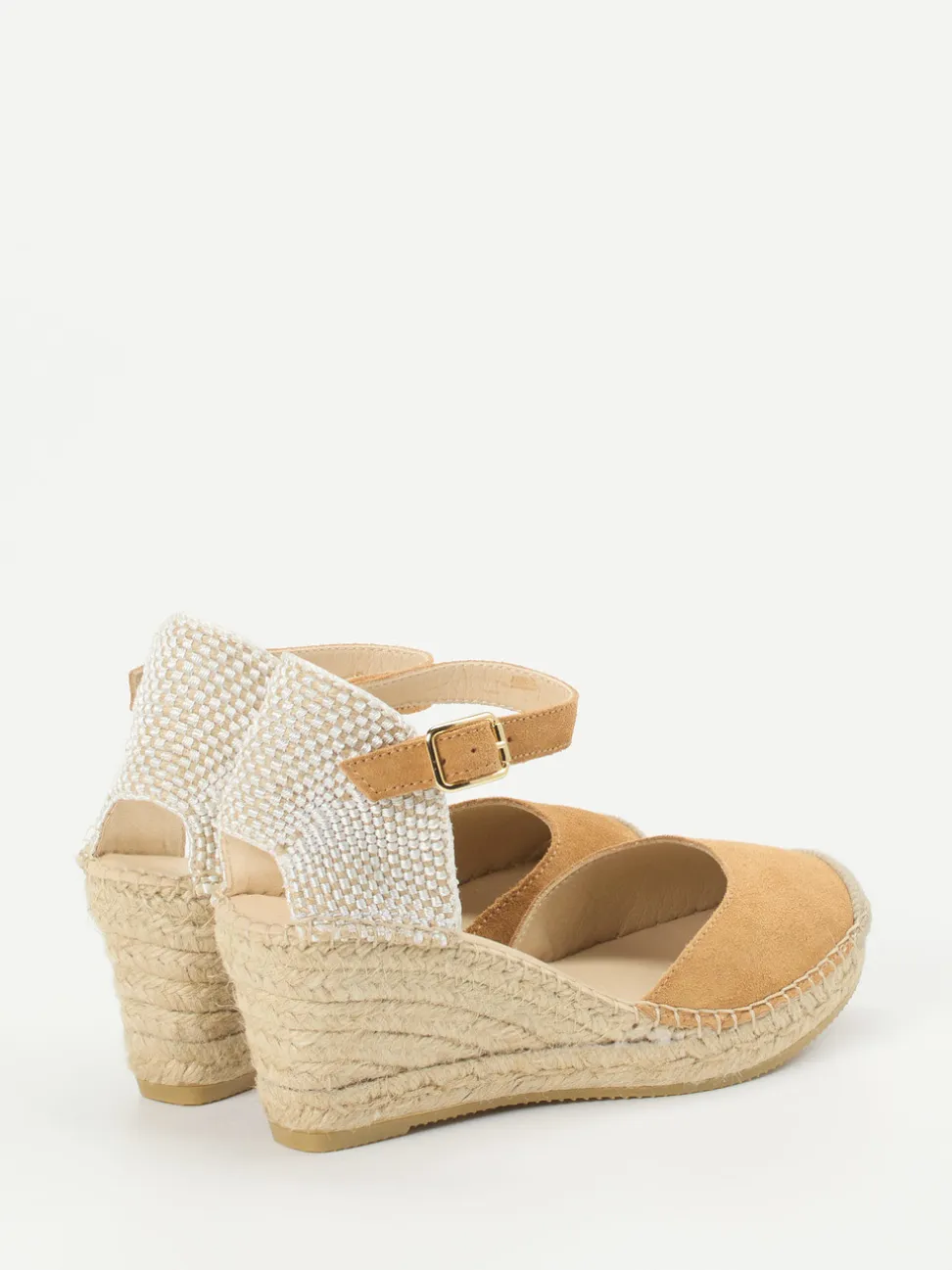 Andrea Puccini – Keilsandalette aus Veloursleder cognac