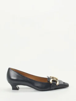 Andrea Puccini – Kitten Heel Loafer aus Lammleder Blau