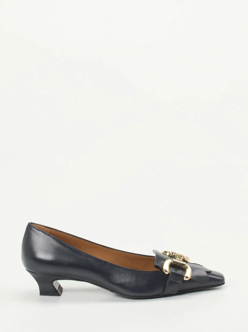 Andrea Puccini – Kitten Heel Loafer aus Lammleder Blau