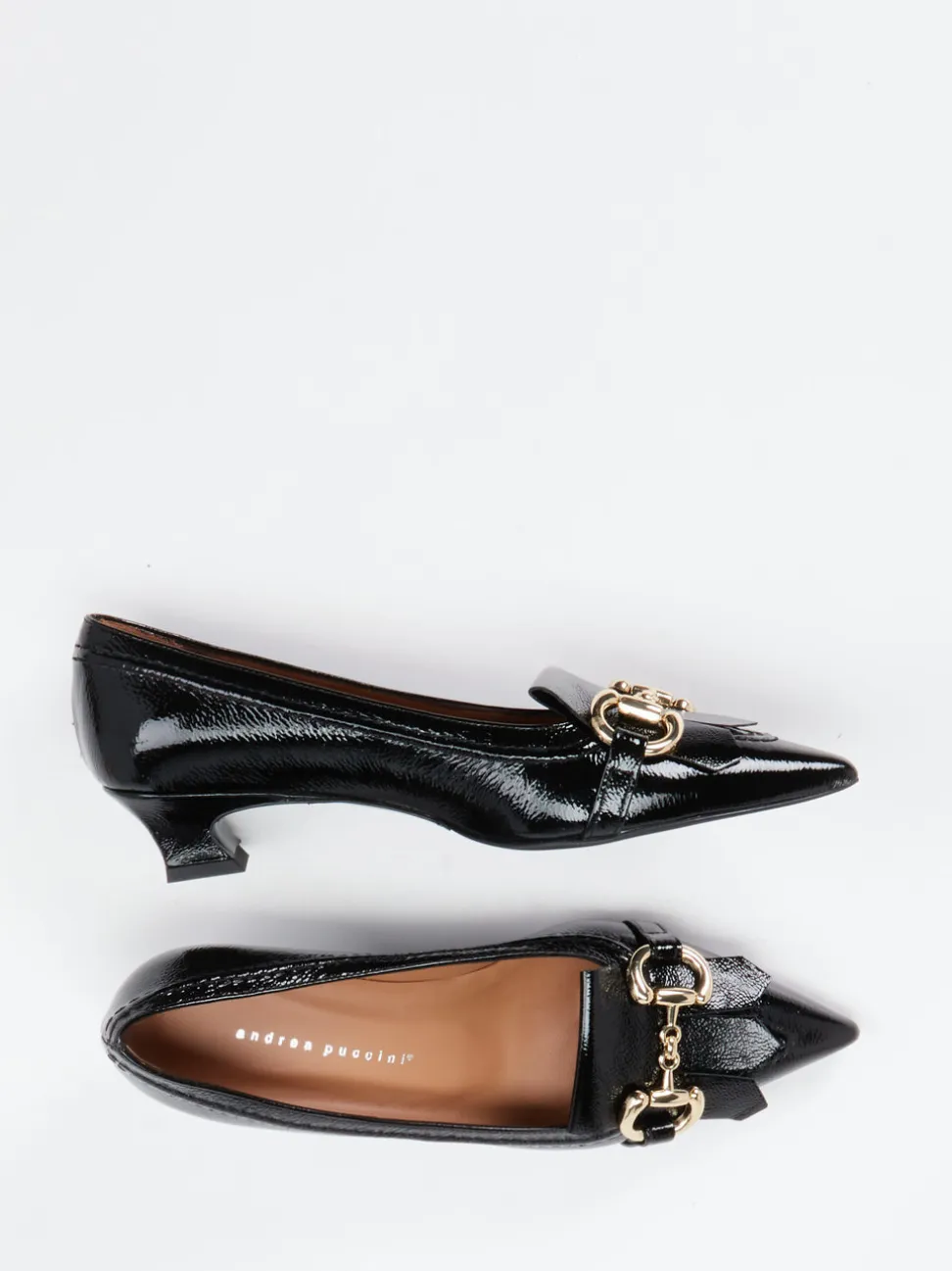 Andrea Puccini – Kitten-Heel-Pumps aus Lackleder Schwarz