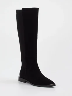 Andrea Puccini – kniehohe Stiefel aus Veloursleder schwarz