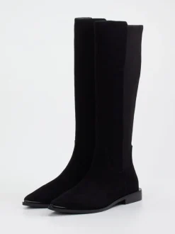 Andrea Puccini – kniehohe Stiefel aus Veloursleder schwarz