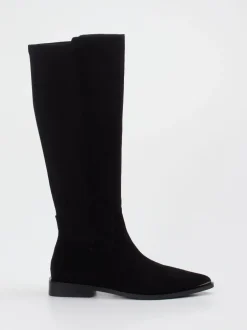 Andrea Puccini – kniehohe Stiefel aus Veloursleder schwarz