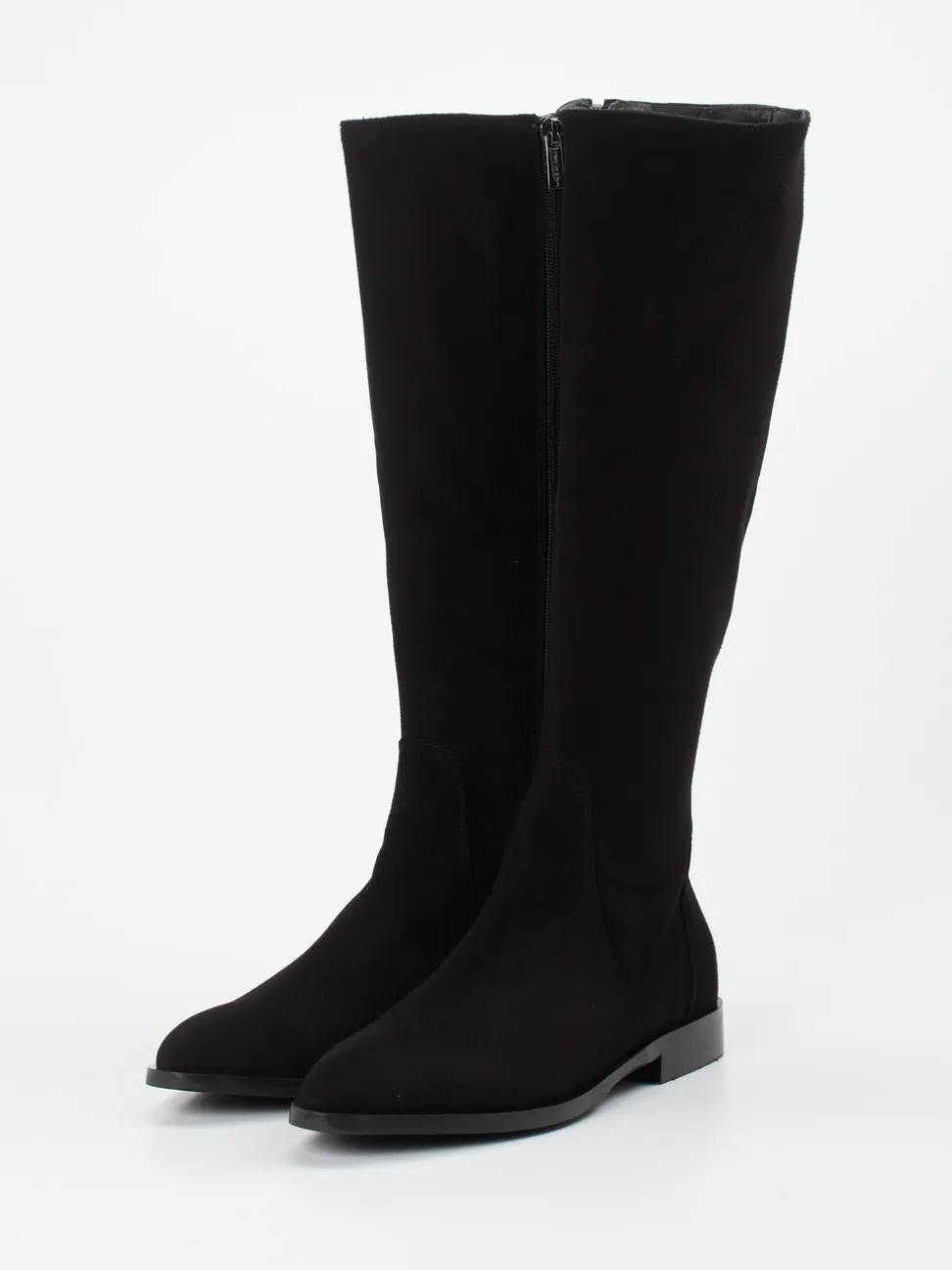 Andrea Puccini – Kniehohe Stiefel aus Veloursleder schwarz