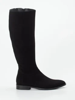 Andrea Puccini – Kniehohe Stiefel aus Veloursleder schwarz