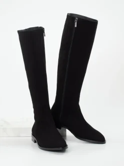 Andrea Puccini – Kniehohe Stiefel aus Veloursleder schwarz