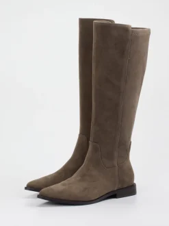 Andrea Puccini – Kniehohe Stiefel aus Veloursleder grau