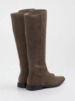 Andrea Puccini – Kniehohe Stiefel aus Veloursleder grau