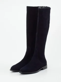 Andrea Puccini – Kniehohe Stiefel aus Veloursleder Blau
