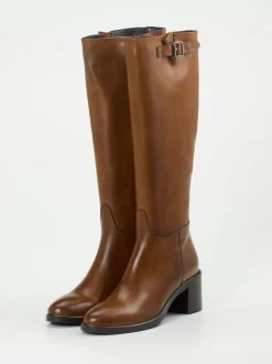 Andrea Puccini – Kniestiefel aus Kalbleder cognacbraun
