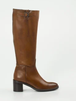 Andrea Puccini – Kniestiefel aus Kalbleder cognacbraun