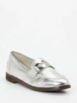 Andrea Puccini – Loafer aus Metallicleder silber