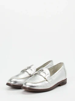 Andrea Puccini – Loafer aus Metallicleder silber
